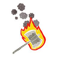 cartoon flaming axe N6