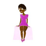 cartoon curious woman sitting N6