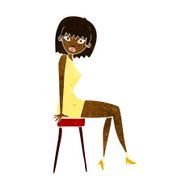 cartoon woman sitting on stool N11