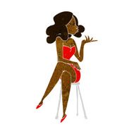 cartoon woman sitting on bar stool N11