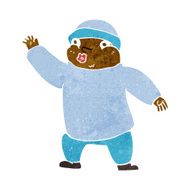 cartoon man in hat waving N6