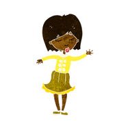 cartoon waving woman N63