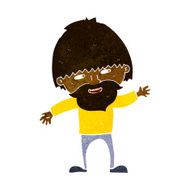 cartoon happy bearded man waving N5