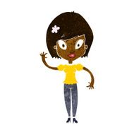cartoon pretty woman waving N42