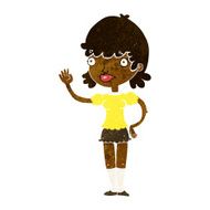 cartoon waving woman N65