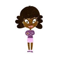 cartoon happy woman with folded arms N9