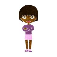 cartoon woman with folded arms N15