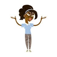 cartoon woman raising hands in air N7