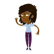cartoon pretty woman waving N43