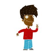 Cartoon Man Giving Peace Sign N29