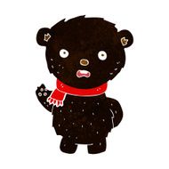 cartoon black bear wearing scarf N3