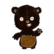 cartoon waving black bear cub N9