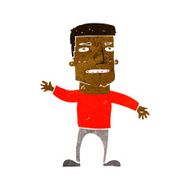 cartoon waving stressed man N5
