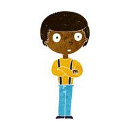 cartoon staring boy with folded arms N5