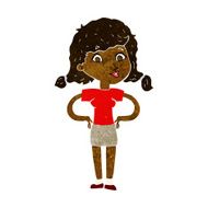cartoon pretty girl with hands on hips N6
