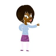cartoon woman making welcome gesture N6
