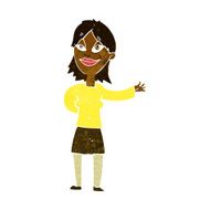 cartoon woman gesturing to show something N11