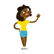 Cartoon Woman Waving N162
