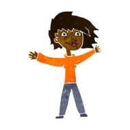 cartoon excited woman waving N5
