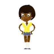cartoon pretty woman with hands on hips N11