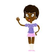 cartoon pretty girl waving N15