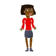 cartoon woman shrugging shoulders N235
