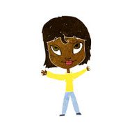 cartoon happy woman waving arms N5