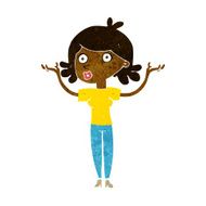 cartoon woman throwing arms in air N5