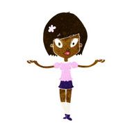 cartoon woman making balancing gesture N6