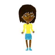 cartoon woman shrugging shoulders N239