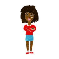 cartoon tough woman with folded arms N6