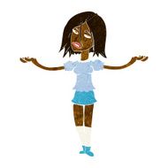 cartoon woman shrugging shoulders N242