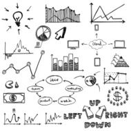 business finance doodle hand drawn elements Concept - graph chart