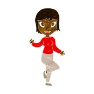 cartoon pretty woman waving N44