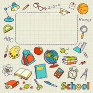 School doodle on the page with space for text N2