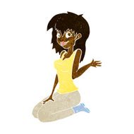 cartoon pretty girl waving N16