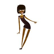cartoon woman in dress leaning N6