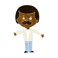 cartoon mustache man with open arms N6