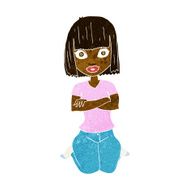 cartoon woman kneeling N6