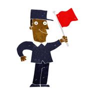 cartoon man waving flag N10