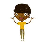cartoon woman holding arms in air N6