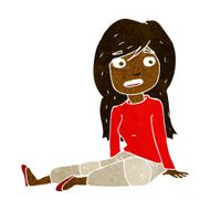 cartoon girl sitting on floor N6