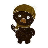 cartoon cute black bear in winter hat and scarf N2