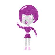 cartoon robot woman waving N11