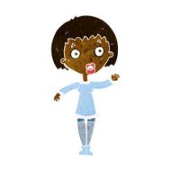 cartoon waving woman N66