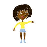 cartoon waving woman N67