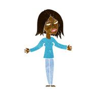 cartoon woman shrugging shoulders N246