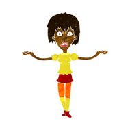 cartoon woman shrugging shoulders N247