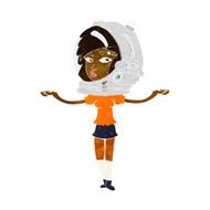 cartoon woman wearing space helmet N10
