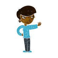 Cartoon Woman Waving N169
